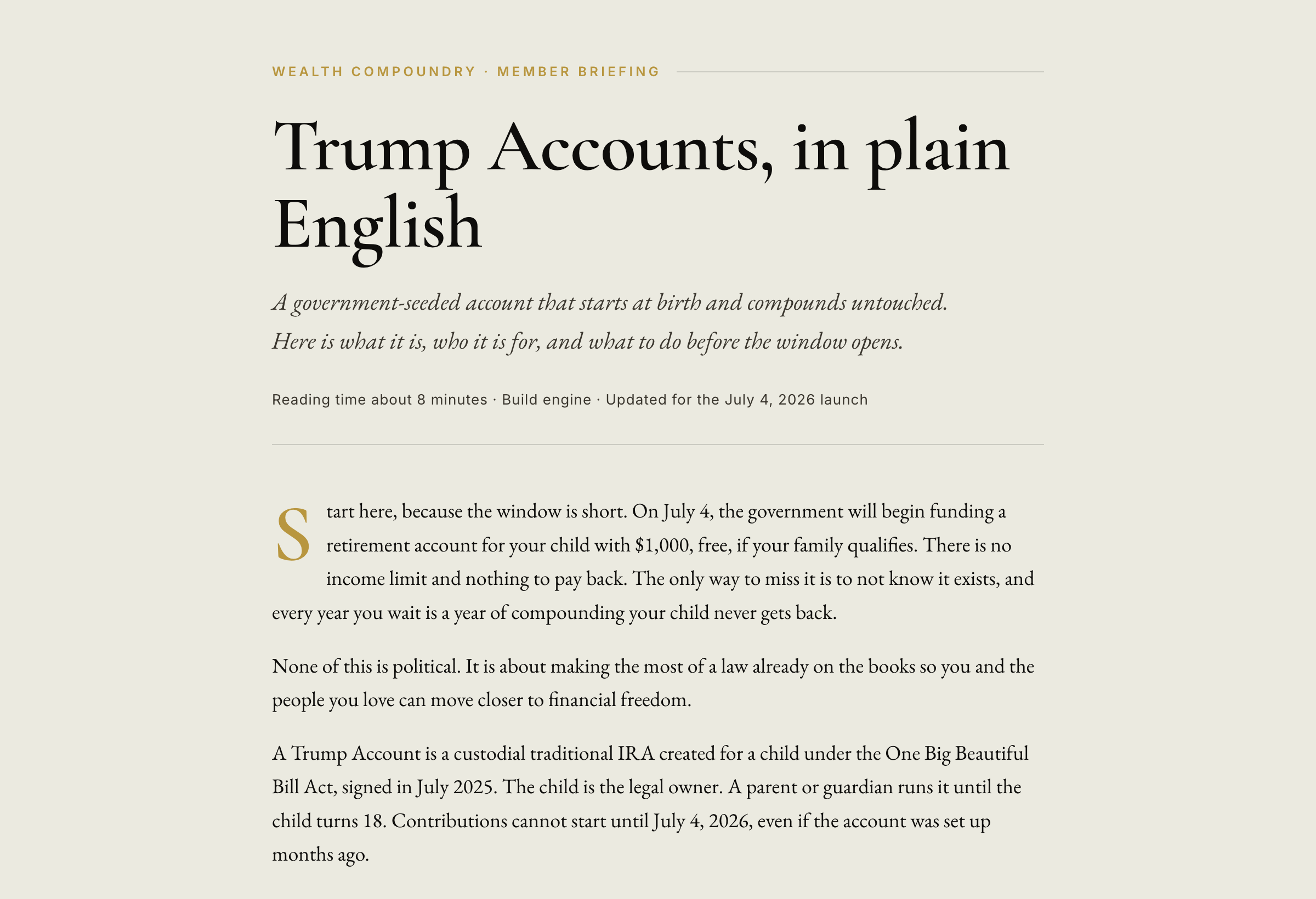 Trump Accounts, in plain English — article preview